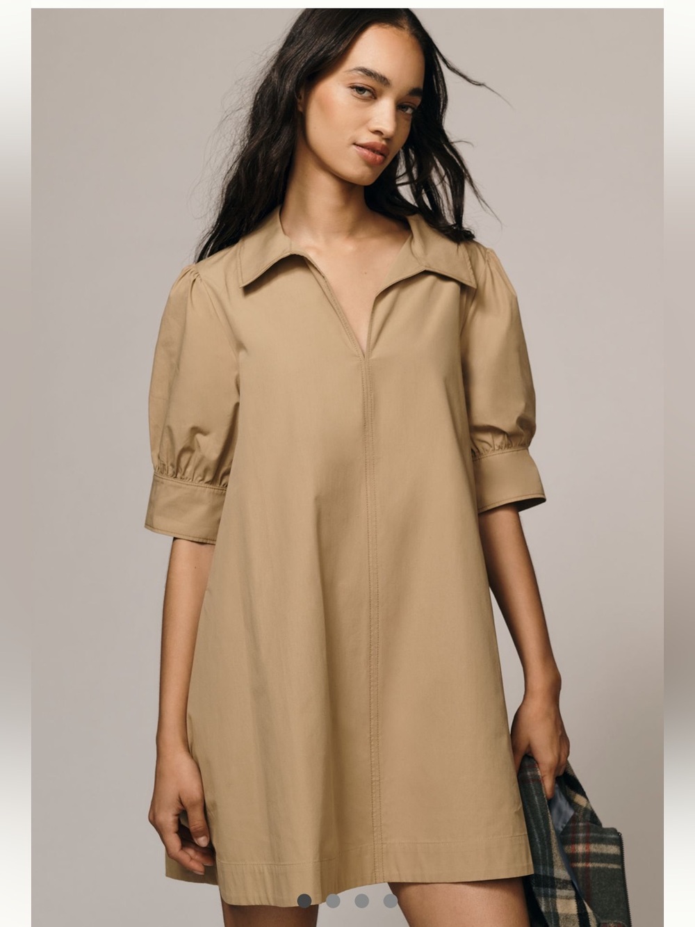 Anthropologie Maeve puff-sleeve shirt dress